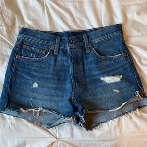 Levi 501 High Waist Button Up Denim Short